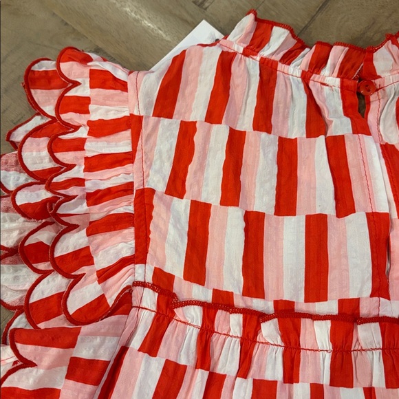 Joy Joy Boutique Red Medley Scalloped Top Large NWT NEW - Picture 9 of 9